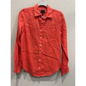 Baird McNutt Irish Linen Women’s Size 2 Orange Button Up Shirt